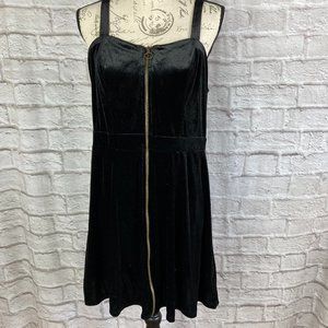 Xhilaration Black Velvet Dress with Brass Zipper Size XL